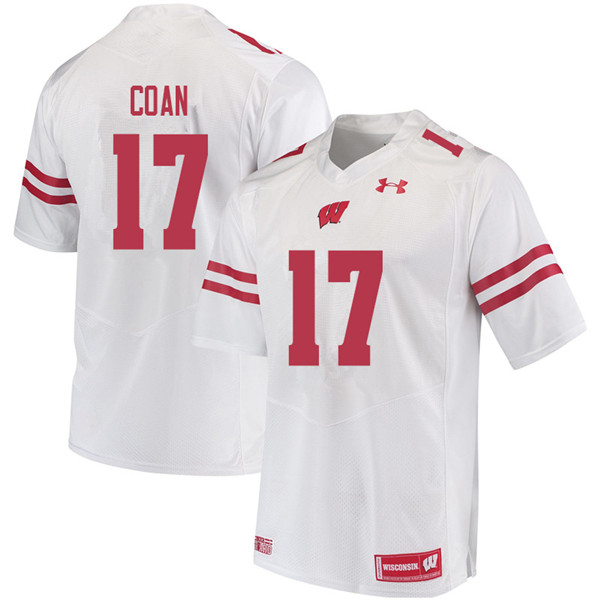 Men #17 Jack Coan Wisconsin Badgers College Football Jerseys Sale-White - Click Image to Close